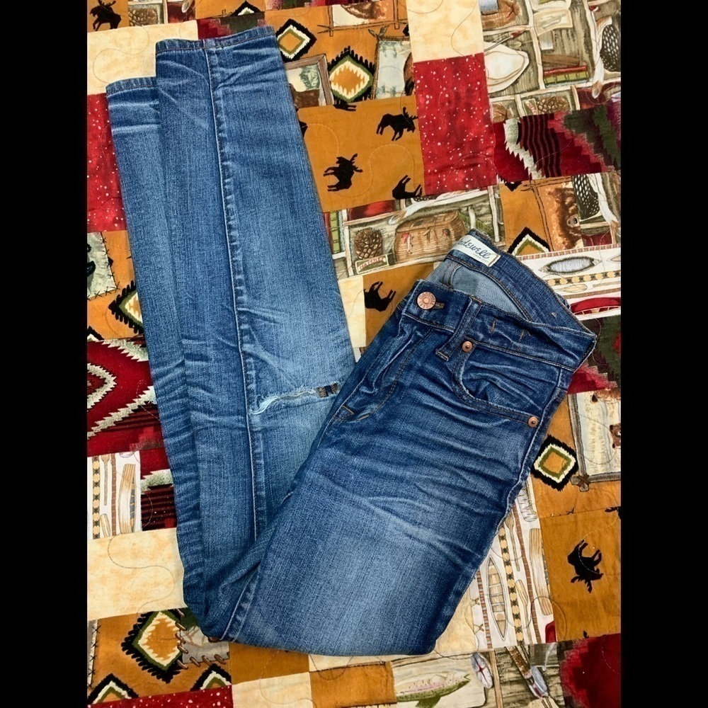 Madewell high riser skinny denim distressed jeans
